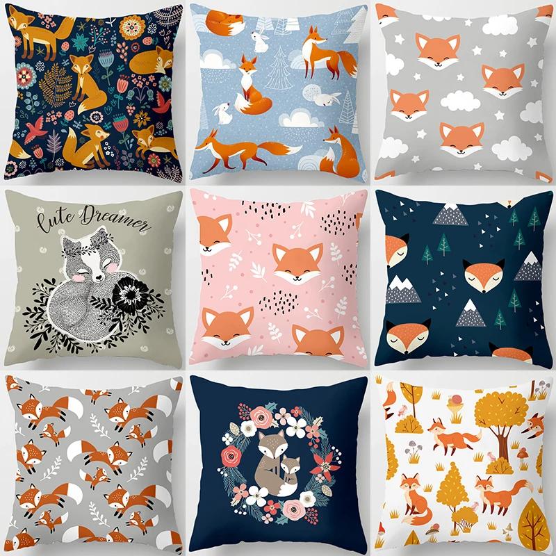 Home Decor Cartoon Fuchs Tier Kissenbezug Kissen Sofa Dekoration
