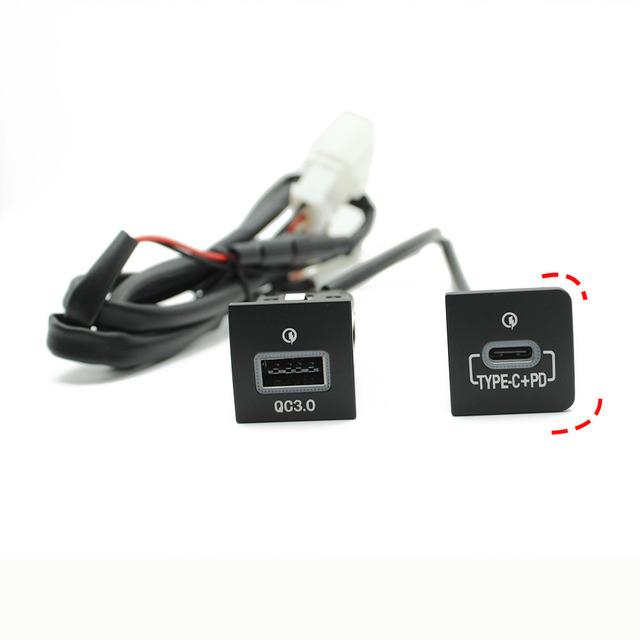 Car USB Charger PD Quick Charge QC3.0 Phone Charging Adapter Outlet Button For Volkswagen Golf 6 Jetta 5 MK6 Scirocco 2006-2012