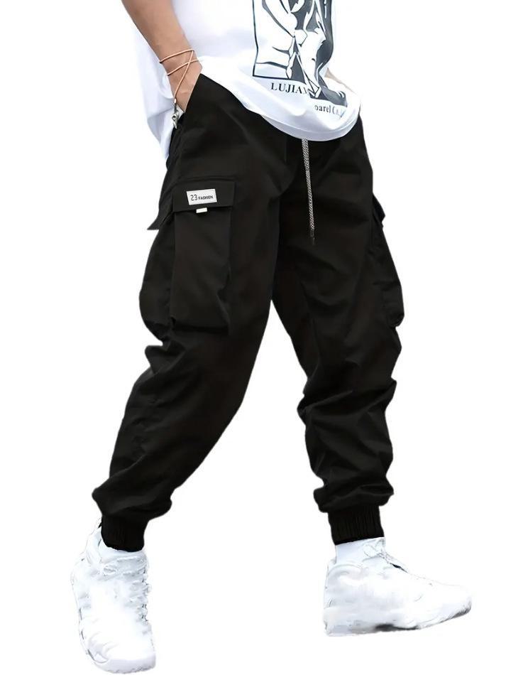 Autumn Japanese-Style Men's Casual Pants with Multiple Pockets and Loose Cuffs