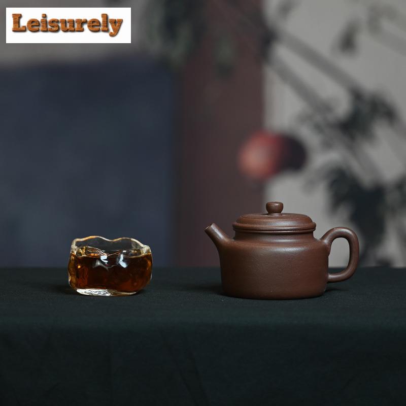 181ml Vintage Yixing Purple Clay Teapots Artists Handmade De Zhong Pot Raw Ore Azure Mud Tea Brewing Kettle Zisha Teaset For Tea