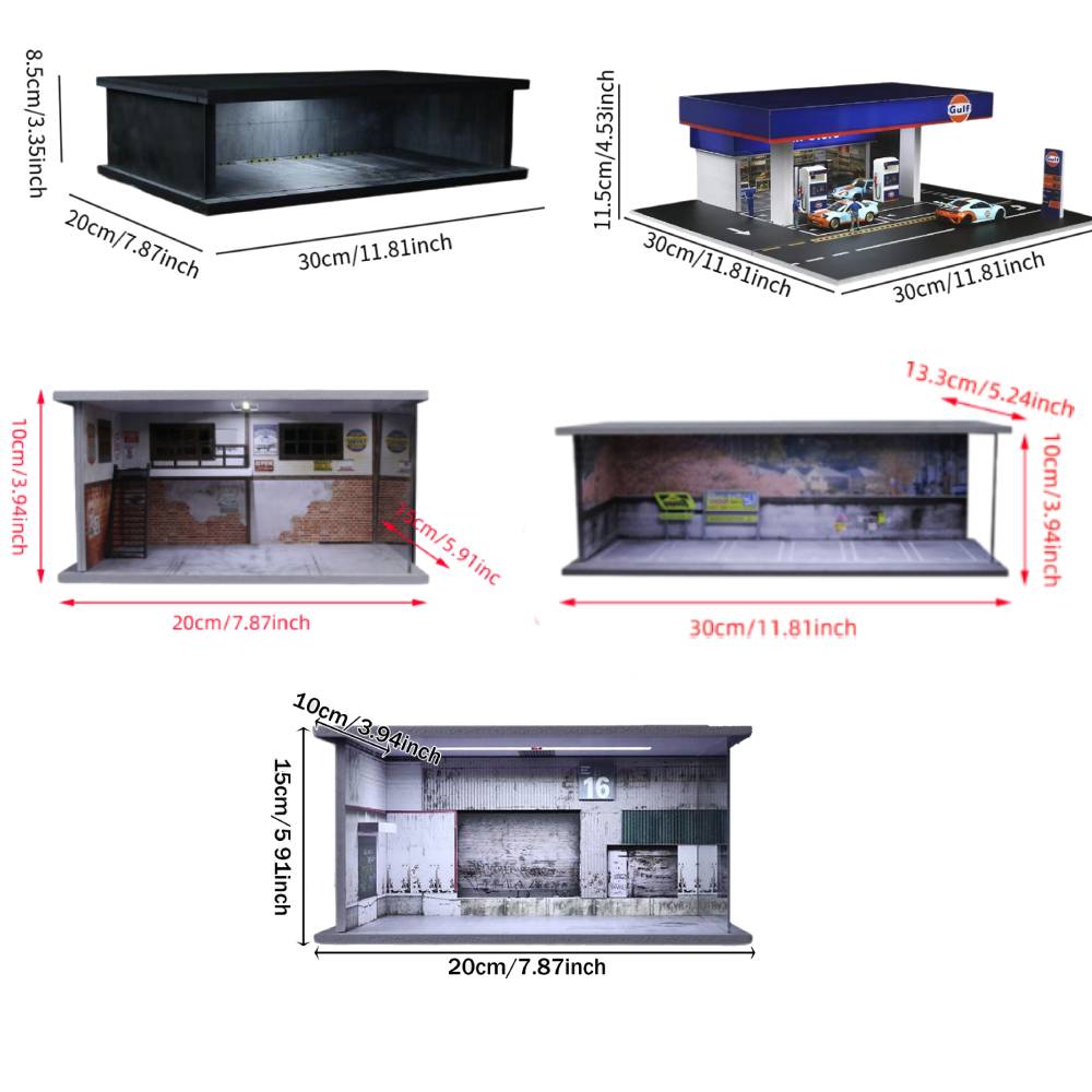 1:64 Scale Parking Lot Background Storage Cars Display Boxes for Diecast Car Figures Mini Dolls (figures and Cars Not Included)