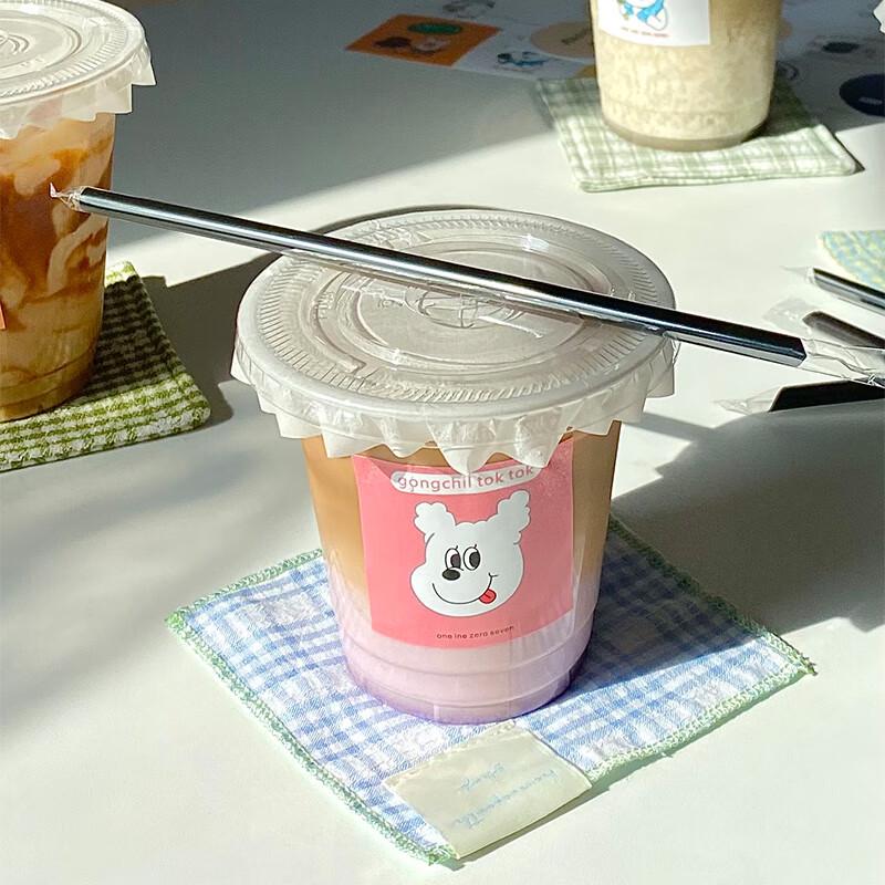 Ally 360ml Disposable Plastic Cups with Flat Lids & Straws (20-Pack)