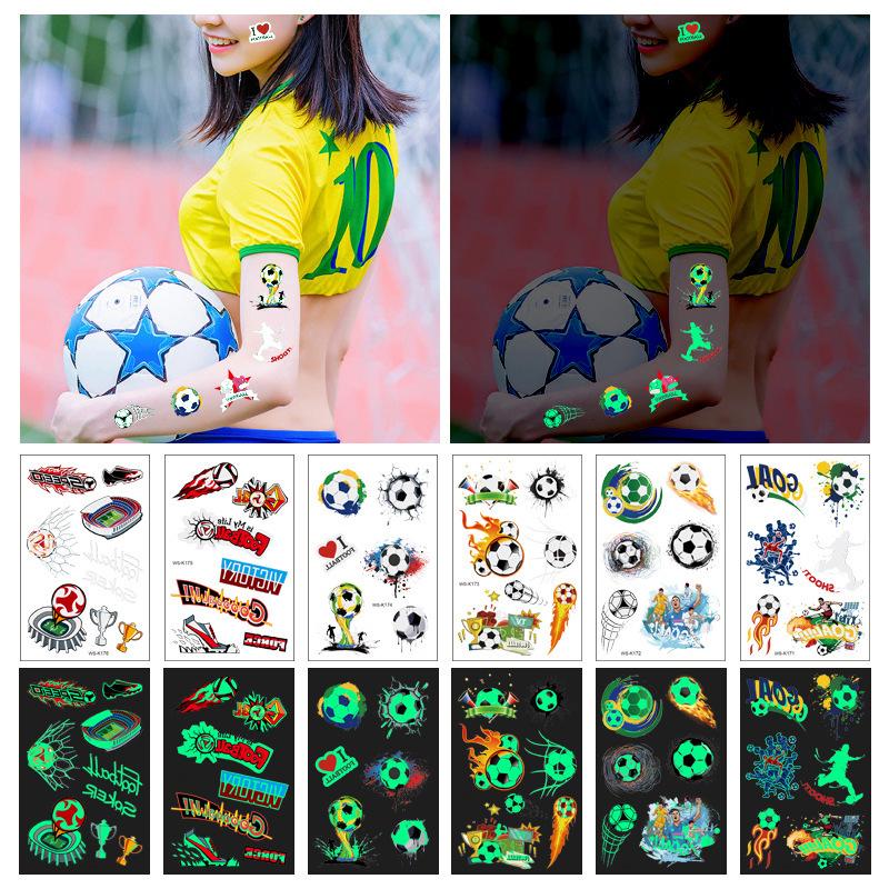 10 Sheets Luminous Soccer Temporary Tattoo,Glow In The Dark, Fan Games Event Tattoo,Party Favors School Reward Prizes Supplies