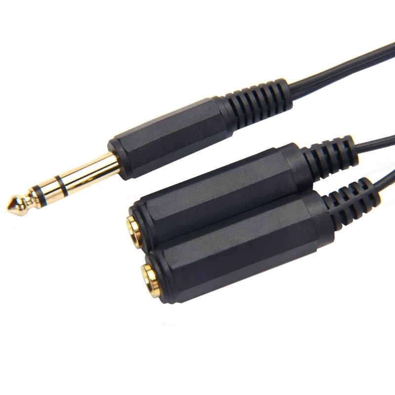 6.35mm 1/4Inch Male Stereo to Two TRS Female Sound Cable Y Splitter Adapter for Headphones and Speakers