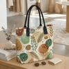  Boho Botanical Print Tote Bag Casual Large Capacity Shoulder Handbag for Daily Use