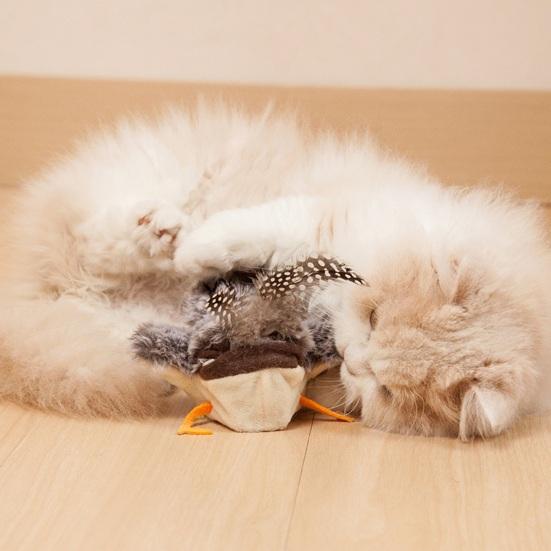 Yousheng Flapping Wings Cat Toy USB Rechargeable Interactive Plush Bat Owl Chicken Toy Squeaking Catnip Toy Chirping Animals Electric
