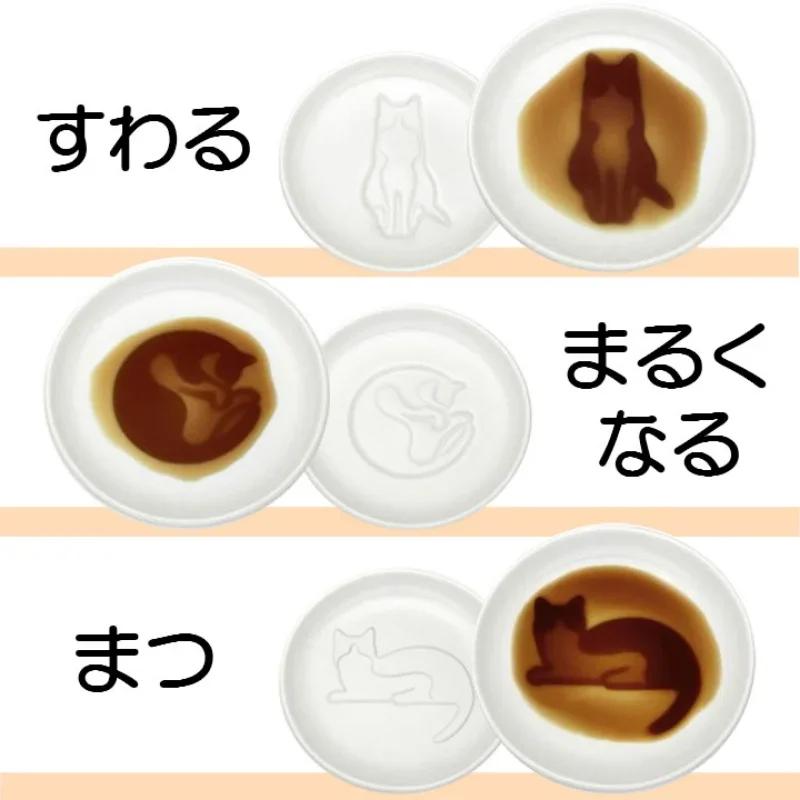 6 Piece Ceramic Seasoning Dish Set Japan Cat Condiment Plate Sauce Dish Hot Pot Soy Vinegar Wasabi Small Plate Kitchen Supplies
