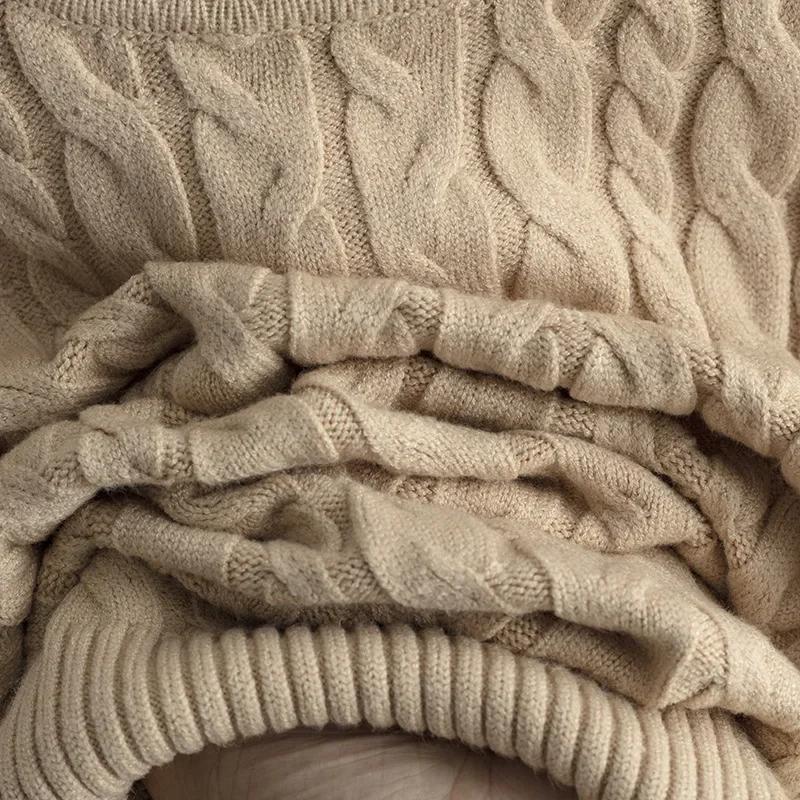 Korean Fashion Women Vintage Sweater Vest Autumn Winter Solid Color Sleeveless Twist Knitted Loose Pullover Sweater for Women