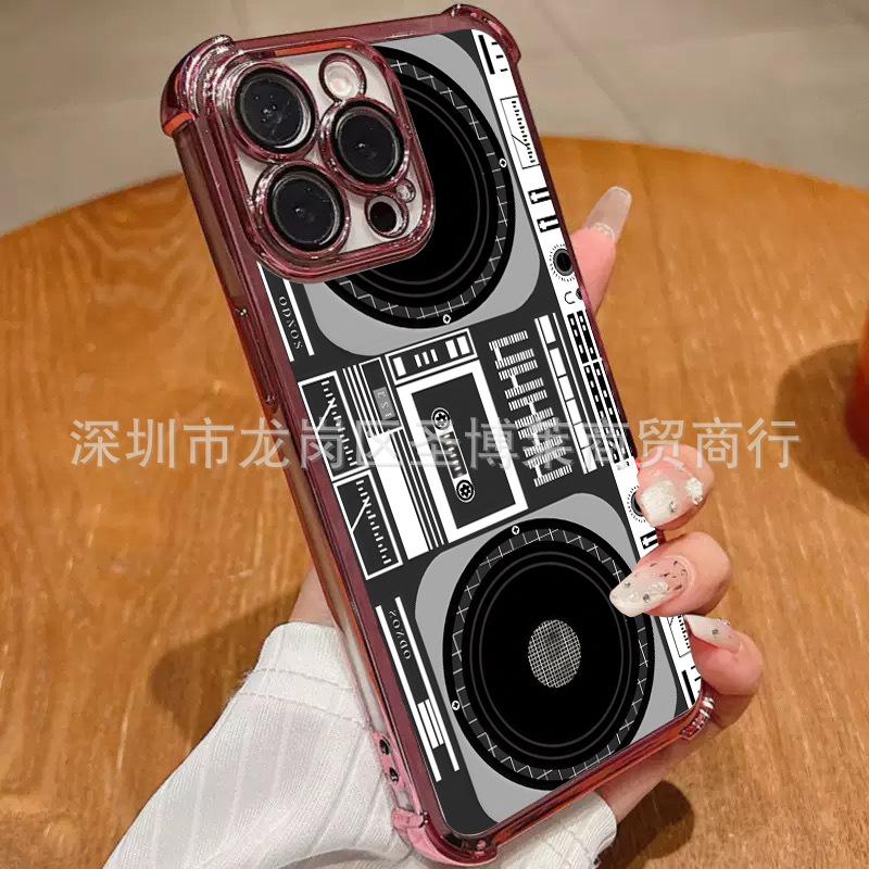 Retro Camera for iPhone17 Mobile Phone Case, Four Corners Anti-drop Airbag 16promax Lens Film 15 Protective Case
