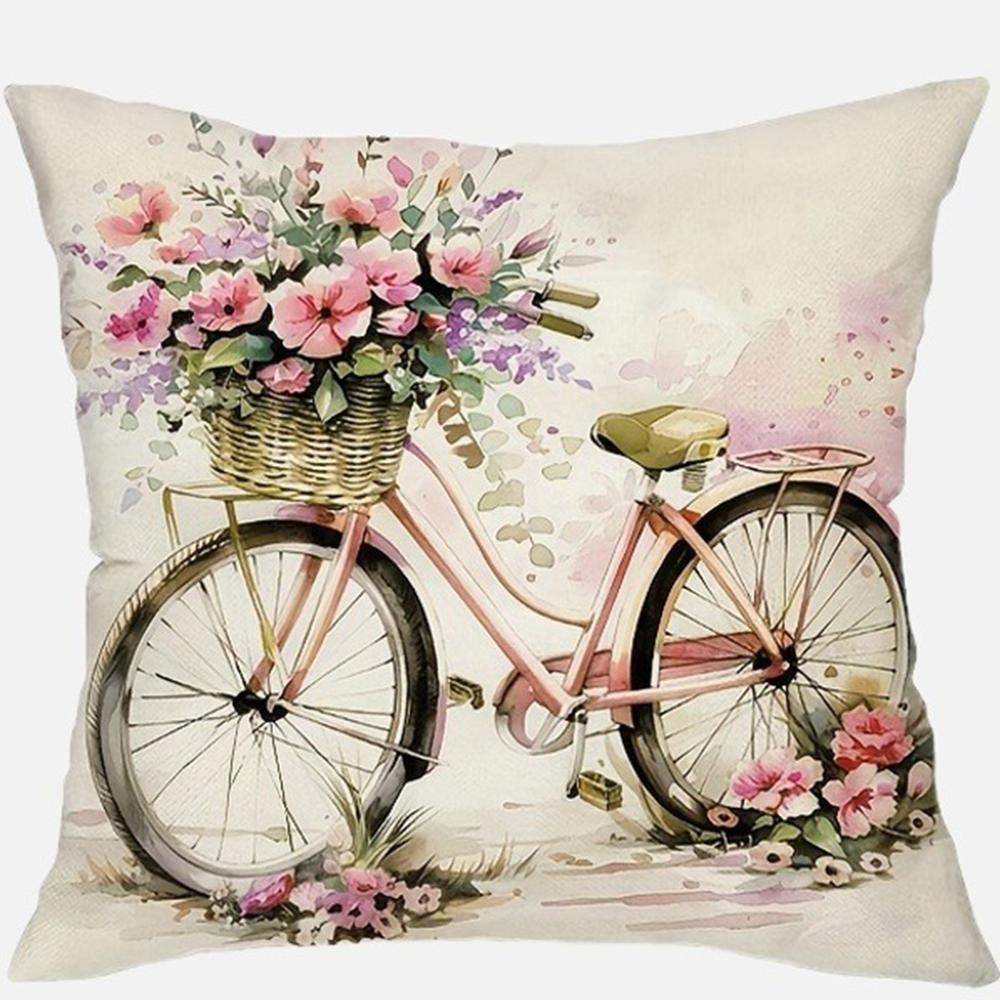 Country flower bicycle pattern printing pillowcase home room decoration pillow cover living room sofa chair cushion cover