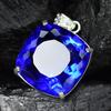 CERTIFIED 88 Ct Square Cushion 925 Sterling Silver Blue Tanzanite Stone Pendant MY-PD-144-NS