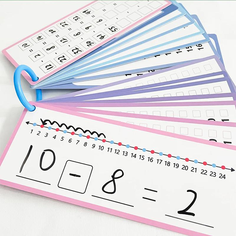 Children Math Training Cards Kids Montessori Teaching Aid Math Practice Portable Erasable Card Book 0-12 Calculation TMZ