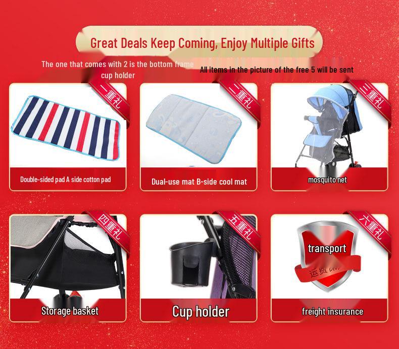 Lightweight Foldable Baby Stroller for Sitting or Lying