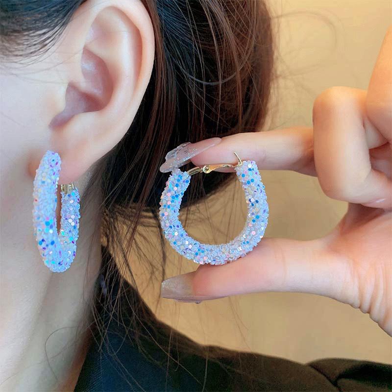 Colorful Rhinestone Temperament Earrings: Exquisite Ear Hoops for Women
