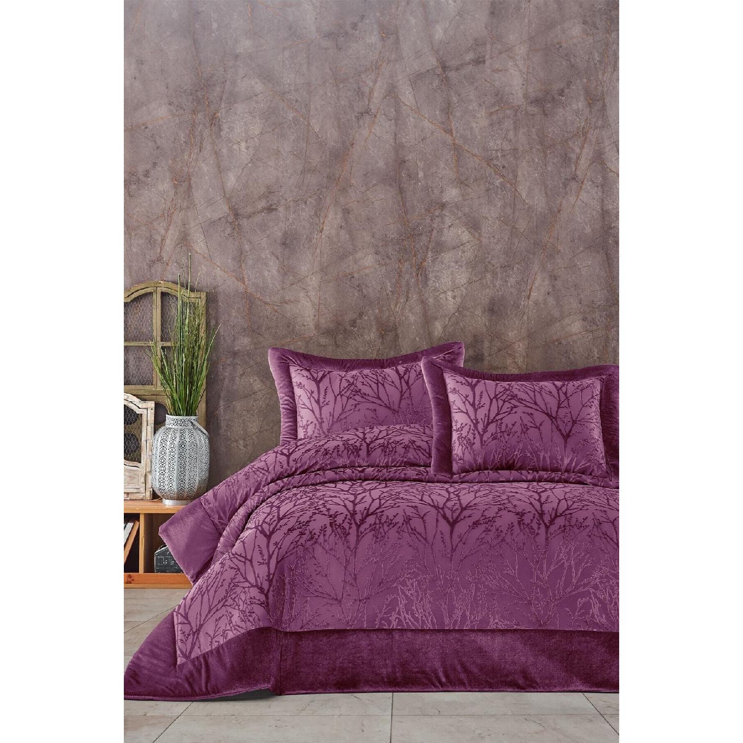 

Bed Cover Set Double Fiber Filled Panel Velvet Spring фіолетовий