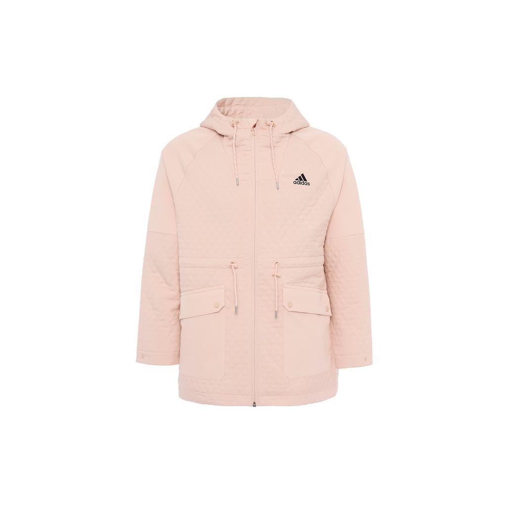 Adidas Logo Hooded Jacket Women Jackets Pink H07386