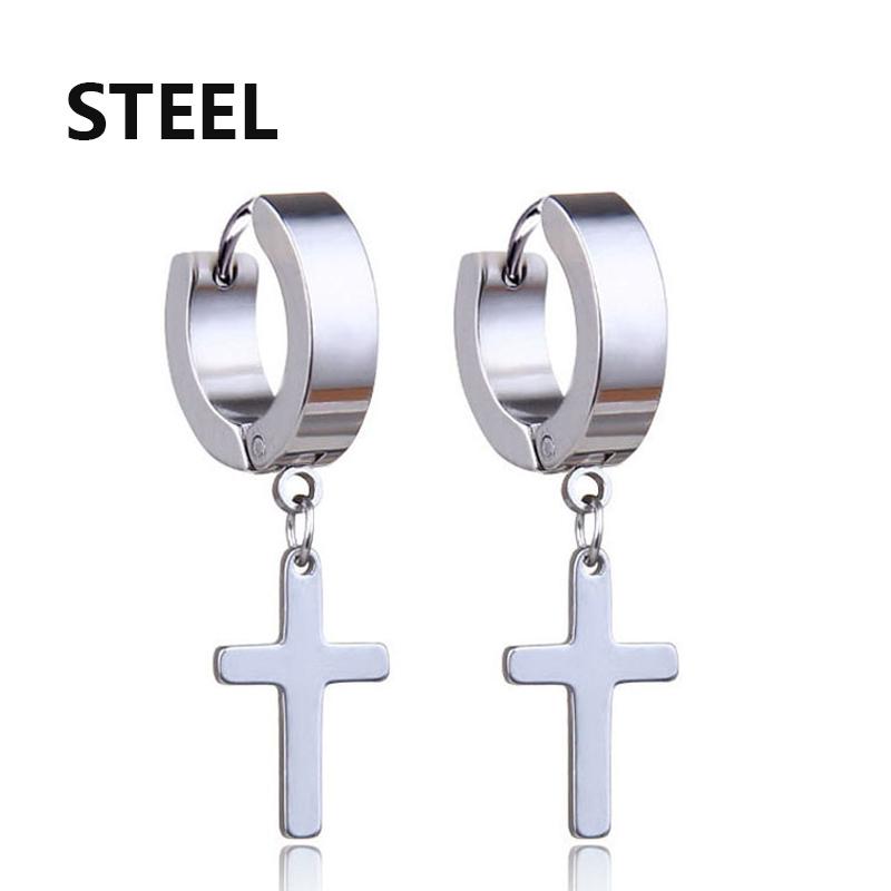 1Pair Punk Gothic Stainless Steel Stud Earring Creative Blade Pendant Punk Rock Razor Blade Earrings Gothic Hip-hop Ear Zircon