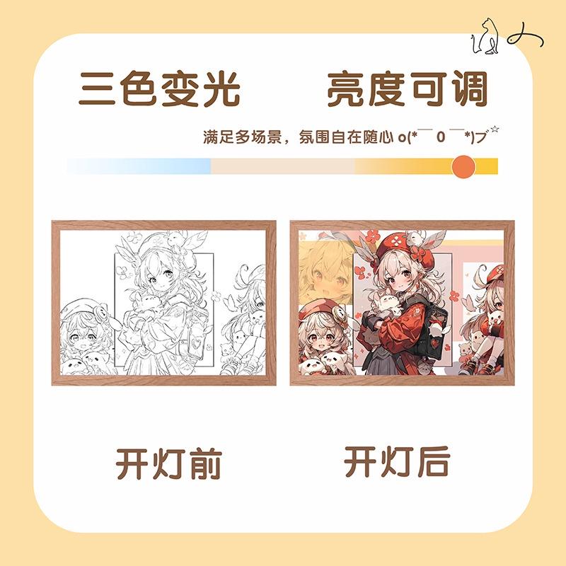 Light Painting Genshin Impact Figure Ganyu Hutao Yoimiya Night Lamp