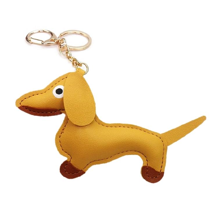 Süßer PU-Leder Tieranhänger Niedlicher Dackel Hund Schlüsselanhänger Anhänger Hängendes Ornament Rucksack Handtasche Charm Geschenk
