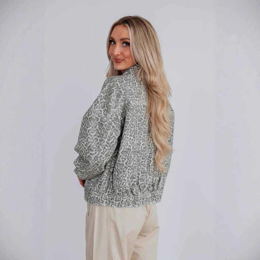 European-American Versatile Loose Washed Print Denim Jacket for Women