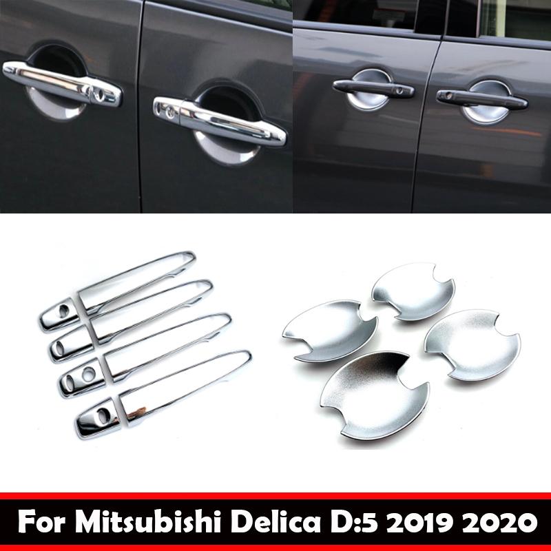 For Mitsubishi Delica D:5 ABS Chrome Car Door Handle Door Bowl Cover Protection Trim Exterior Sticker Accessories