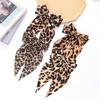 Vintage Leopard Print Bowknot Hairpin Long Ribbon Back Head Spring Clip Ponytail Headwear for Women Elegant Versatile Hairpin