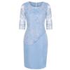Floral Lace Mother of the Bride Dress Plus Size Midi Party Dress with Sheer Half Sleeves