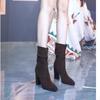 Fashion Women Fall Winter 2025 All-match Fashion Pleated Mid-leg Boots Pointed Toe Block Heel High Heel Boots