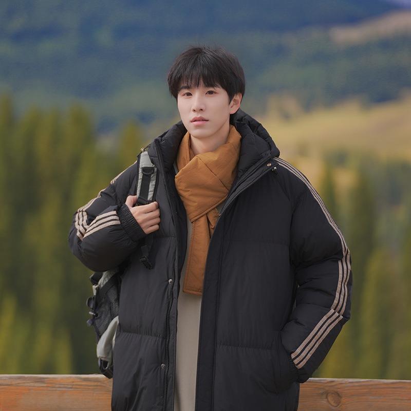 Striped Cotton-padded Clothes Men's Winter New Trend Loose Hooded Thickened Cotton-padded Jacket Bread Clothes Casual Cotton-padded Jacket