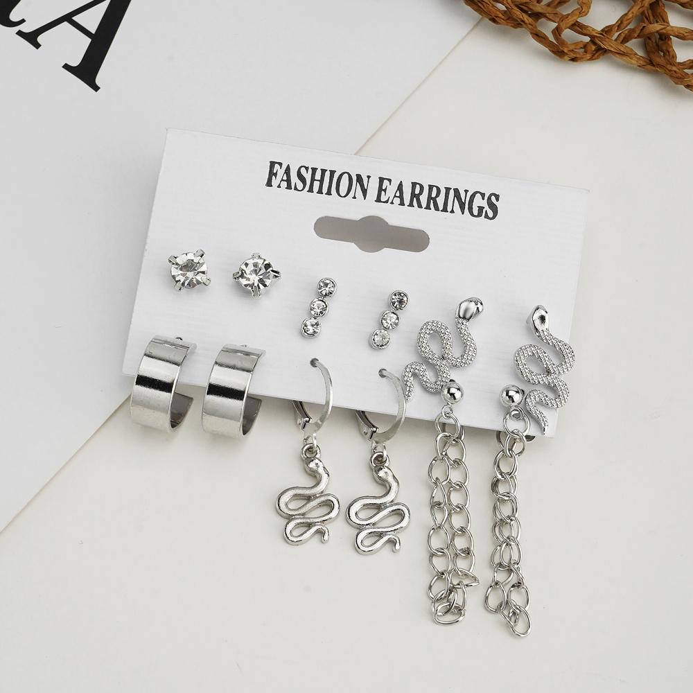 Simple Basic Alloy Earrings Set Creative Retro Card Earrings Earrings Set