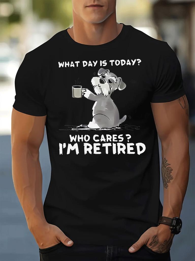 Unisex Crew Neck Tee Dog Coffee Funny Slogan Print Short Sleeve Oversized Male Daily Casual Soft Breathable Basic Loose Wear Tee