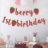 Strawberry Happy Birthday Banner Birthday Party Decoration Kids 1st Summer Strawberry Birthday Party Supplies Favors Baby Shower