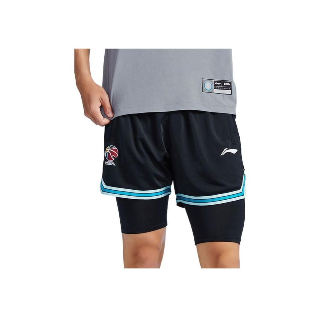Li Ning CBA Series Solid Color Striped Breathable Basketball Training Pants Men Bottoms Black AAPS027-1