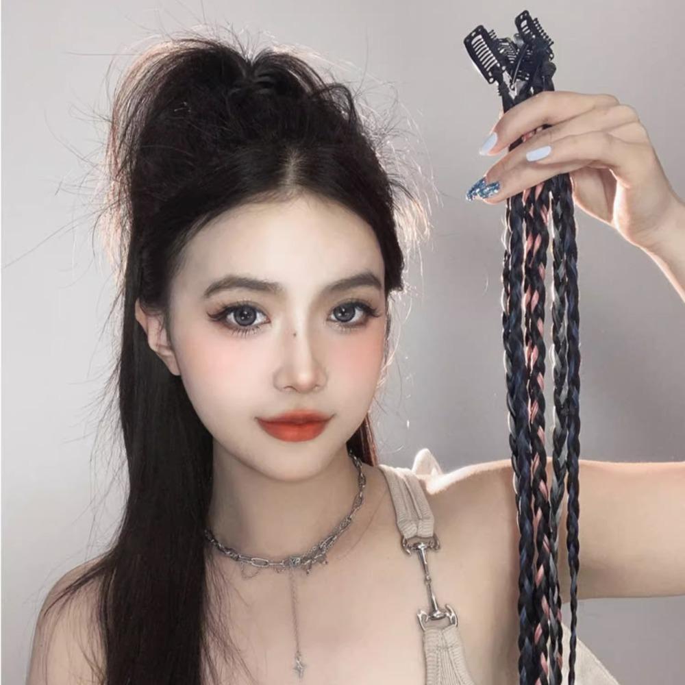 Fashion Boxing Braid Hair Pieces Clip Hanging Ear-Dye Wig Twist Braided Hair Rope Girls