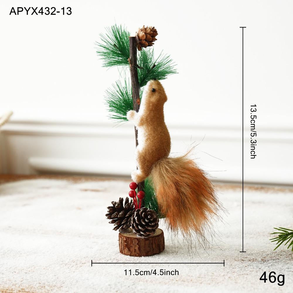 Foam Squirrel Ornaments Wood Christmas Tabletop Ornament Vintage Christmas Tree Pendant Gift