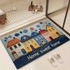 1pc House Welcome Pattern Door Mat - Soft Flannel, Non-Slip And Machine Washable, Vibrant Pattern Design, Perfect for Entrance, Living Room, Hallway,