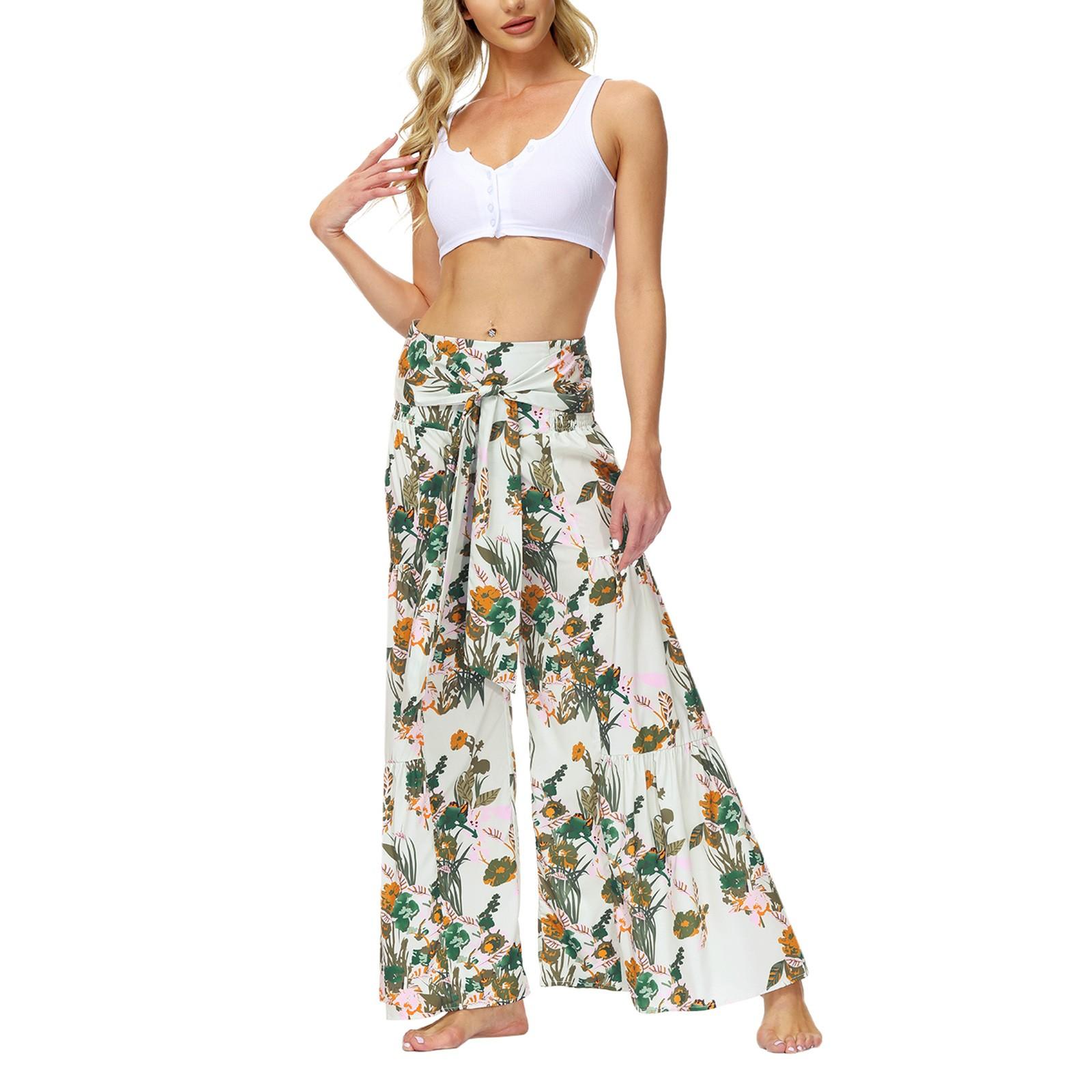 

Модные женские повседневные свободные удобные прямые брюки с принтом XL зелёный