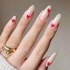 24Pcs Almond Long French Fake Nails Pointed Glossy White Edge Artificial Acrylic Press On Nails Removable Nail Art Tips