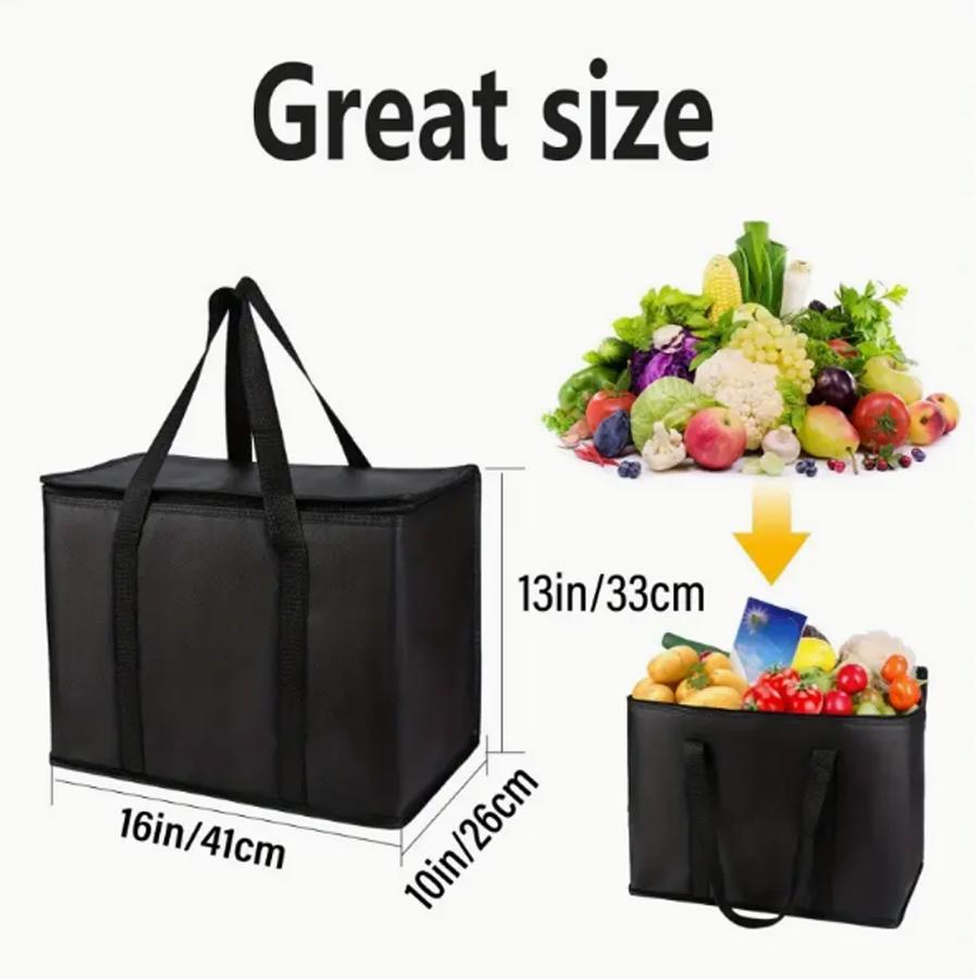 Large Insulated Grocery Bags Reusable Grocery Tote Soft Cooler Bag Hot  Cold Takeout Or Food Delivery Bag Lightweight Foldable