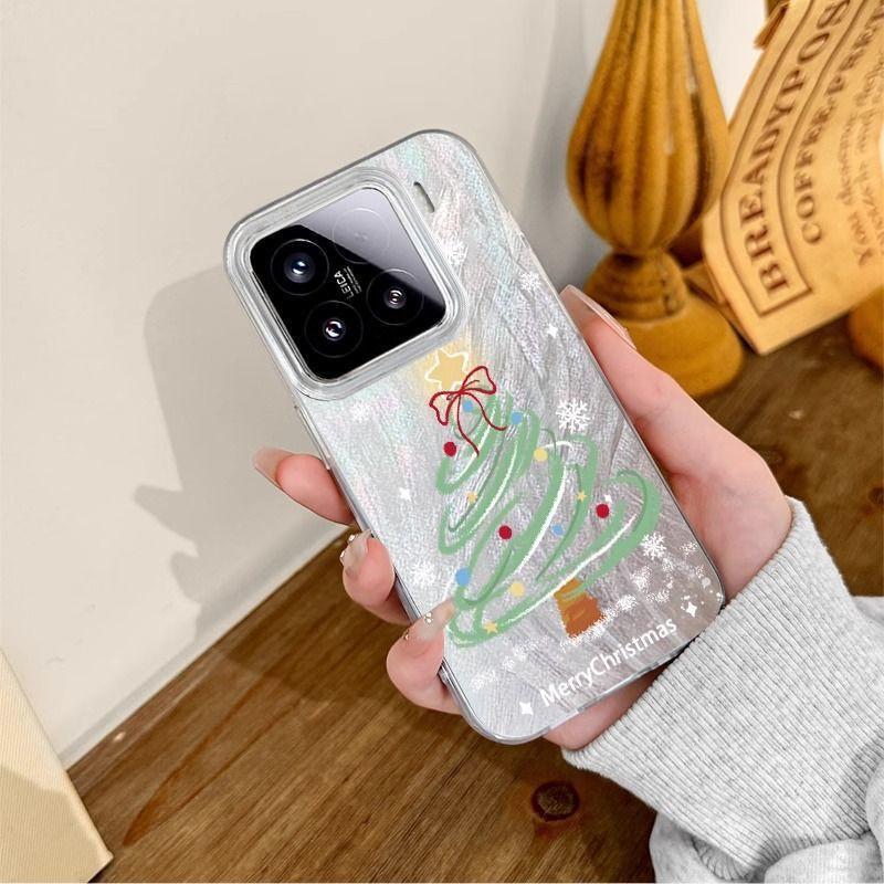 Full Coverage Silicone Phone Case IPhone 15 14 Pro With Snowflake Christmas Tree Design Shockproof Protection Xiaomi 15 Pro