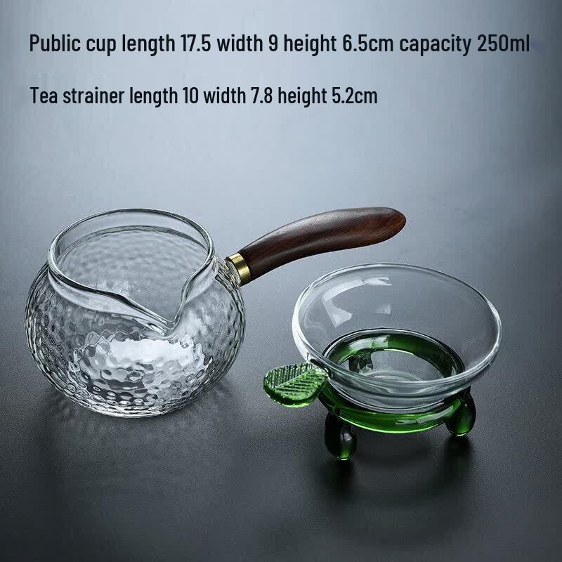 Qiwei Premium Large Glass Gongdao Cup with Wooden Side Handle