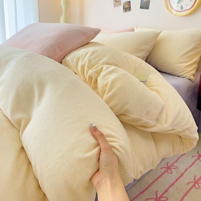 Velvet Duvet Cover Solid Color Quilt Cover Skin-friendly Bedding for Winter Comforter Cover Soft Bed Cover
