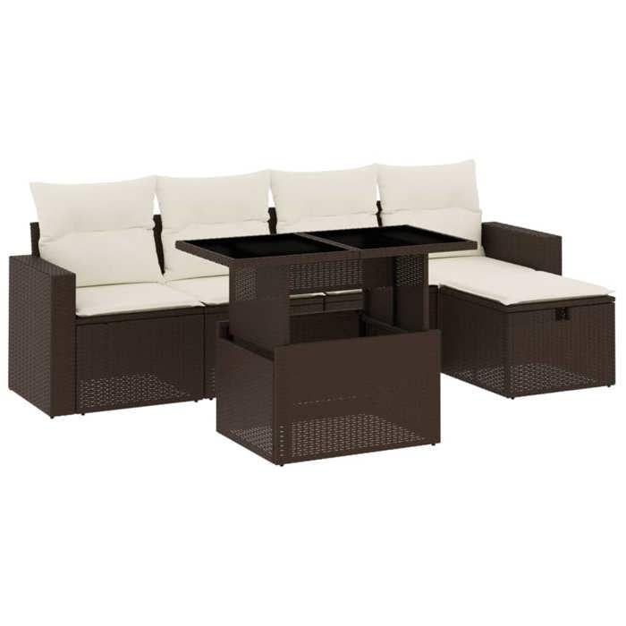 VidaXL Salon de jardin avec coussins 6 pcs marron résine tressée 3274813