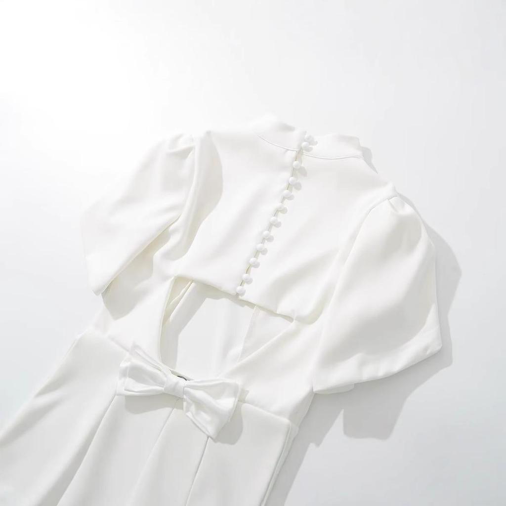 2024 Winter Women's European & American Bow Short Dress