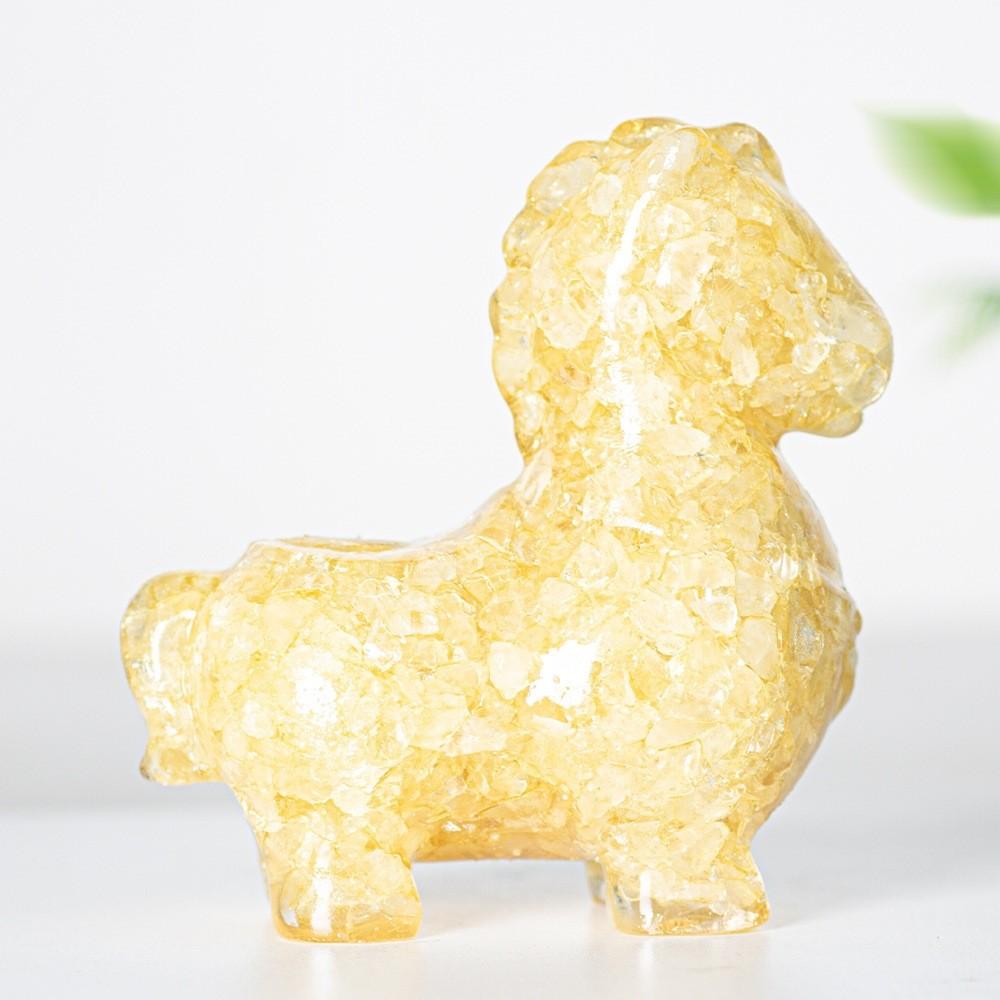 Resin Animal Figurine Decor With Crystals For Home Office And Gift Use