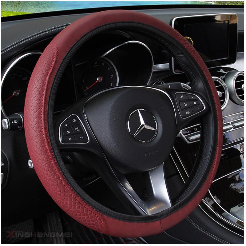 Auto-Lenkradbezug – Faserleder, Doppelkreis, Gummiband, Sport-Stil