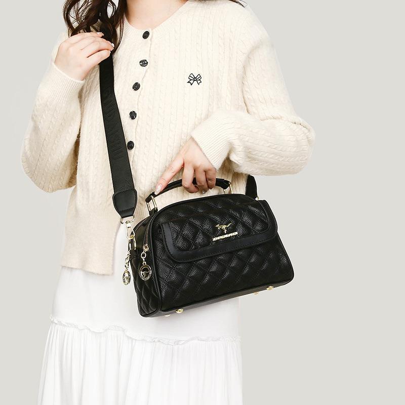 Rhombus bag women's new fashion women's three-layer large-capacity simple and versatile shoulder bag