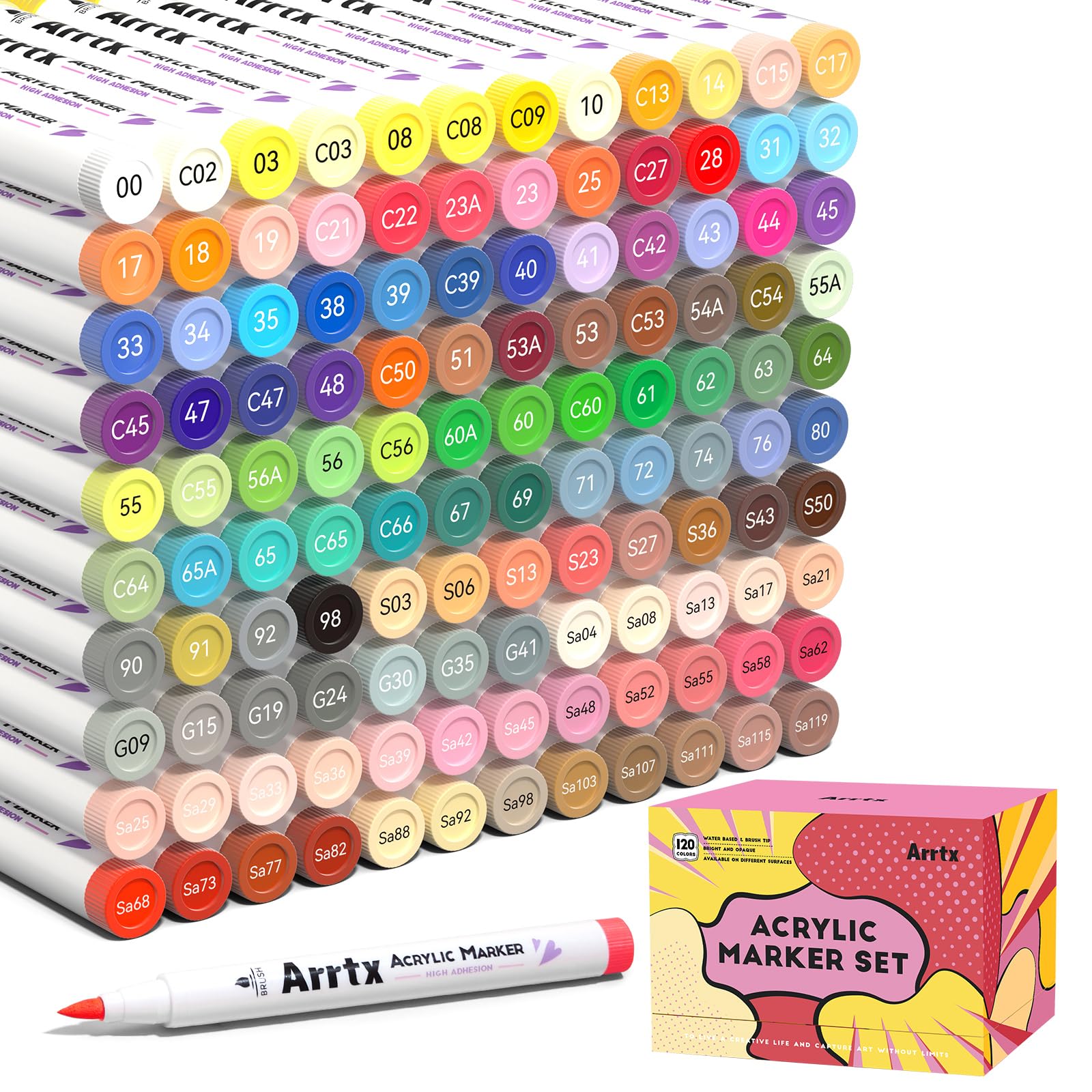 

Arrtx Anime Series Acrylic 120 Brush Tip Acrylic Paint Paint Markers for Rock Art Supplies Markers, Pens, Painting, Glass, Wood, Stone, Fabric,