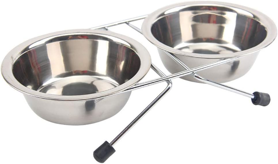 Water Bowl for Dogs and Cats, Stainless Steel Elevated Pet Feeder with Vintage-Style Metal Stand, for Dogs and Cats