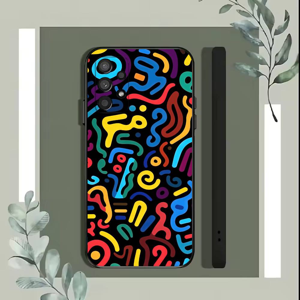 Colorful Lines Graffiti  Phone Case For Samsung S25,S24,S21,S22,S23,S30,Ultra,S20,Plus,Fe,Lite,5G Black Cover